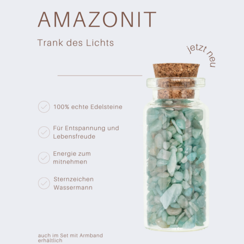 Amazonit Trank beschriftet