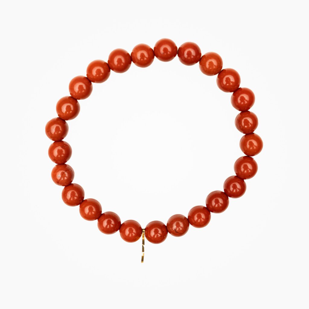 Armband aus rotem Jaspis mit Edelstahl Annhänger