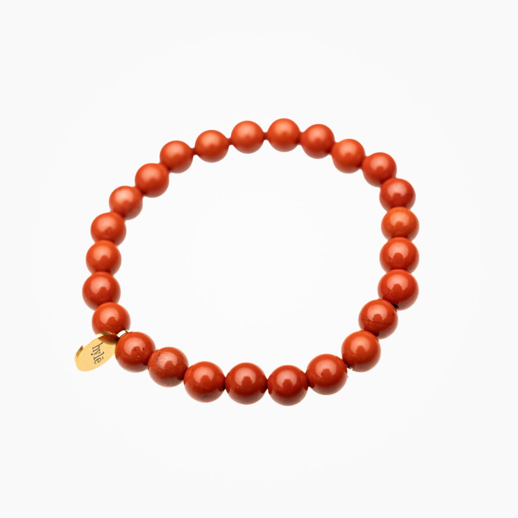 Armband aus rotem Jaspis mit Edelstahl Annhänger